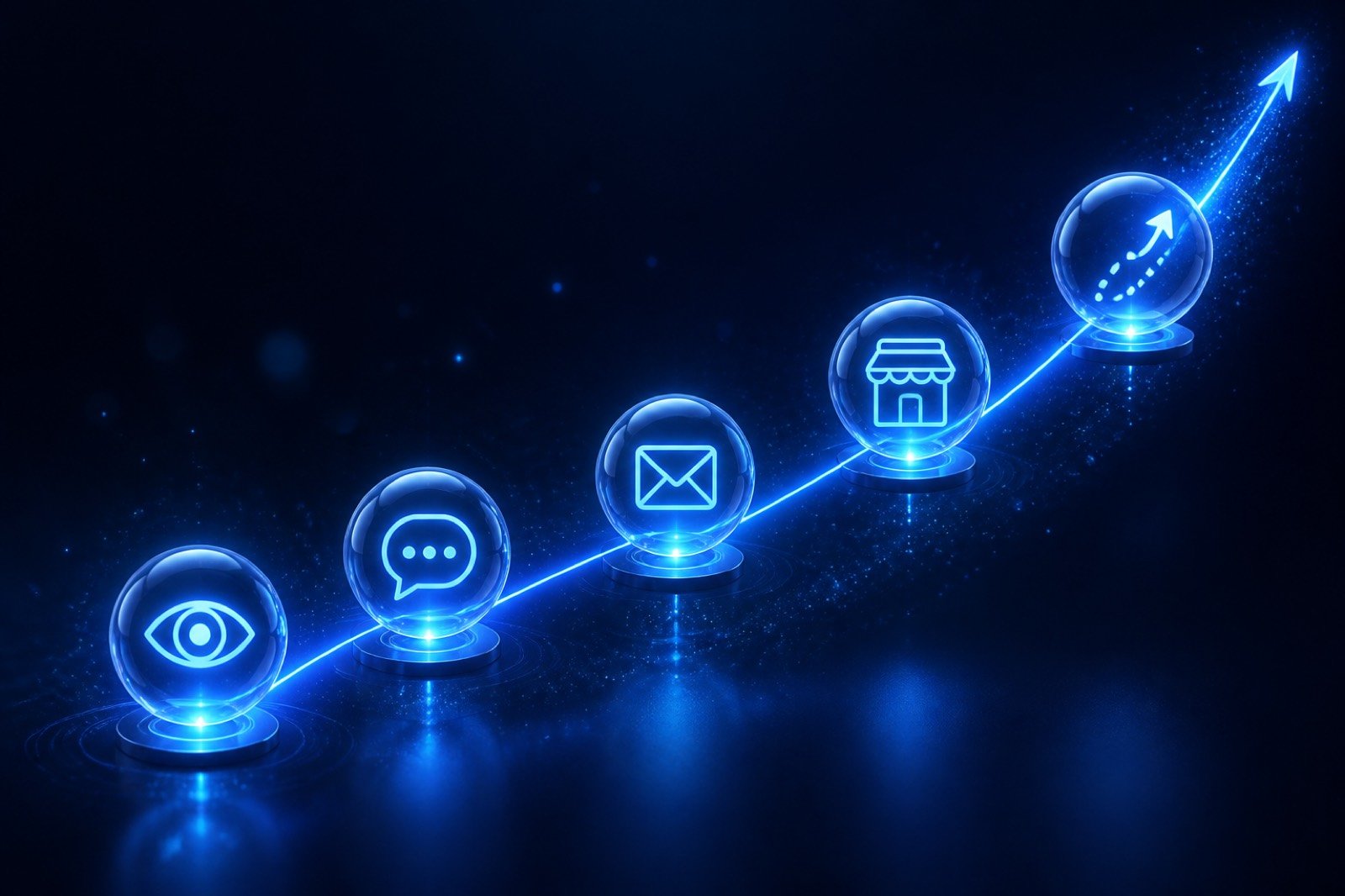 Abstract illustration of the digital growth journey from visibility to growth
